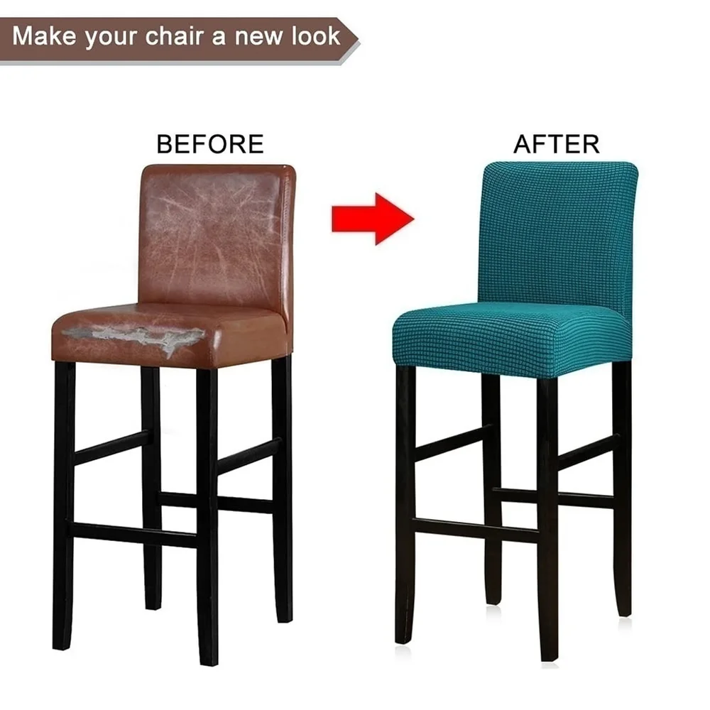 LELLEN Reusable Pub Counter Stool Chair Covers Set of 2 (PeacockBlue)